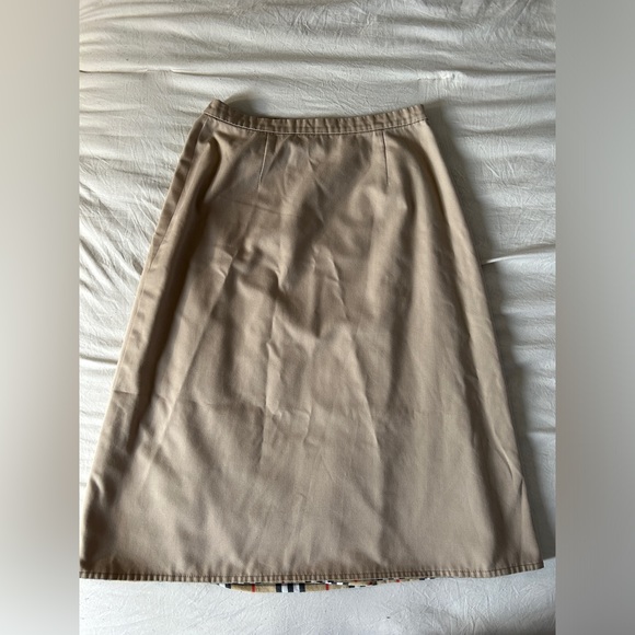 Vintage Burberrys Reversible A Line Cotton Beige Tartan Check Skirt UK 12 - Picture 15 of 16